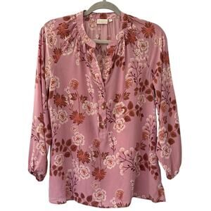 Spartina 449 Shirt Top Silk Blouse Lucas Theatre Wildflower Mauve Pink Boho M